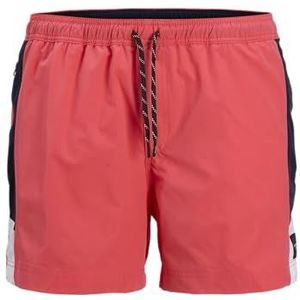 Jack & Jones Jpstmaui Jjswim Blocked Zip AKM Sn, hot coral, S