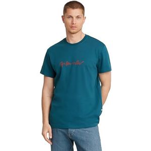 G-Star RAW G-Script Regular Tee, blauw (Nitro D25150-c812-1861), XL