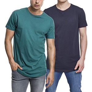 Urban Classics Heren Shaped Long Tee T-shirt (verpakking van 2), Multicolor (Jasper/Navy (2-pack) 02148), XXL