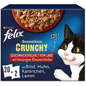 FELIX Sensations Crunchy Katzenfutter nass in Gelee, Sorten-Mix, 4er Pack (4 x 20 Beutel à 85g)