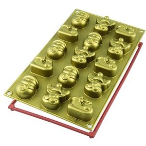 Silikomart 26.166.63.0068 eenkleurig bakvorm thema Kerstmis 15 vormen siliconen goud