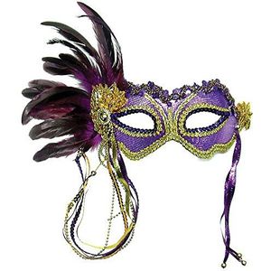 Purple Metallic balmasker met veer-fancy Dress (masker/masker)