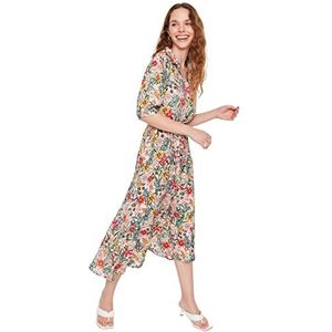TRENDYOL Midi blousejurk voor dames, regular fit, geweven stof jurk, lila, 36