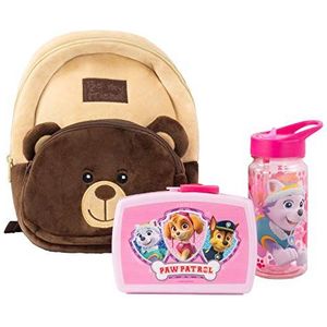P:os 81449 Paw Patrol Rugzak voor kinderen met schattig berengezicht, Paw Patrol lunchbox en waterfles in roze, ideale set voor kinderdagverblijf of familie-uitstapjes, roze, 24 x 20 x 30 cm,