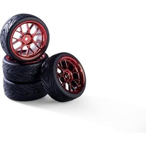Carson 500900193 1:10 Wielenset Y-Design3 (4) rood - modelbouwaccessoires, reserveonderdeel, tuning, banden, bandenset