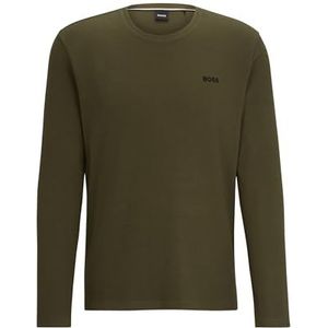 BOSS Heren shirt met lange mouwen Crew-Neck Waffle LS-Shirt, Dark Green306, XXL