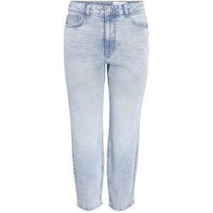 NOISY MAY Womens Jeans Cropped High Waist Pants Denim Bleached Pants NMMONI, Colour:Light Blue, Size:28W / 34L, Beenlengte:L34