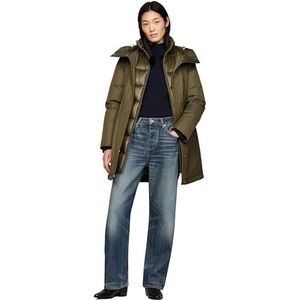 Tommy Hilfiger Dames NYLON MIX PADDED PARKA WW0WW43121 Parka jas, legergroen, XS, Khaki (Legergroen), XS