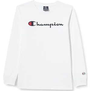 Champion Legacy American Classics B-logo L-s Crewneck shirt met lange mouwen voor kinderen en jongens, Wit, 13-14 jaar