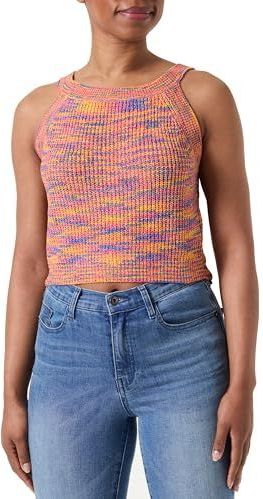 PIECES Gebreide top 'KERA'  blauw / mandarijn / perzik