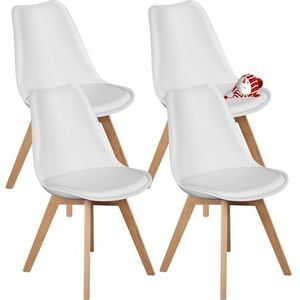 DUMOS Eetkamerstoelen, set van 4, elegante en mooie moderne stoelen, eetkamerstoelen, eetkamerstoelen, eetkamerstoelen, geschikt voor keuken, woonkamer, slaapkamer (wit)