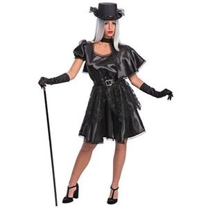 Carnival Toys 81054 heksenkostuum met cape en riem, satijn, zwart, maat XL