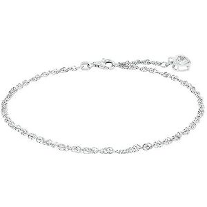 Amor Enkelbandje 925 Sterling Zilveren Dames Zomersieraad, Met Zirkonia Cubic Synth., 25 cm, Zilver, Hartje, Wordt Geleverd In Sieraden Geschenkverpakking, 2017448