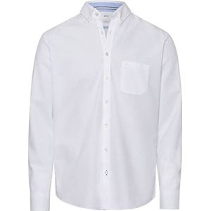 BRAX Heren Style Daniel U Oxford Natural Flex elastisch herenoverhemd hemd, wit, S, wit, S