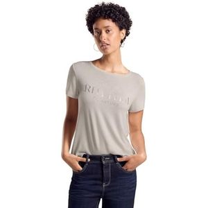 Street One Dames A321810 T-shirt met opschrift, glad zandbeige, 10, Glad Zand Beige, 36