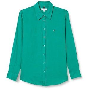 Tommy Hilfiger Dames linnen ontspannen overhemd Ls Casual Shirts, Groen, 44, Olympisch Groen, 70
