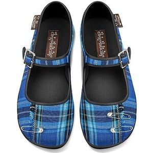 Hot Chocolate Design Chocolaticas Funky Canvas Mary Jane platte schoenen voor dames, Blauwe Tartan, 36 EU