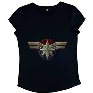 Marvel Captain Costume Logo Rolled Sleeve T-Shirt, Navy Blue, L, donkerblauw, L