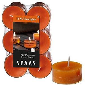 SPAAS 12 Maxi Clearlights Geur, theelichten in transparante cup, ± 8 uur - Apple Cinnamon