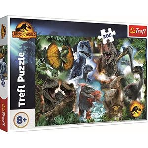 Trefl - Jurassic World Dominion, Favoriete Dinosaurussen - Puzzel 300 Stukjes - Puzzels met Dinosaurussen, Jurassic Park, Creatief Amusement, Plezier voor Kinderen vanaf 8 jaar