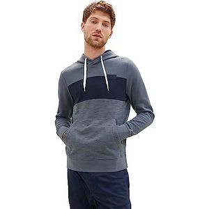 TOM TAILOR Heren Colorblock Hoodie in Spacedye-look, 32437-Dusty Dark Teal Spacedye, 3XL