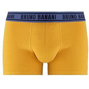 bruno banani Heren Short Golden Fields boxershorts, Goudgeel/jeansblauw, L