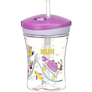 NUK 3-in-1 drinkleerset met trainer-cup (6+ maanden), Magic Cup 360° drinkbeker (8+ M) & Action Cup drinkfles kinderen (12+ M) | 230 ml | BPA-vrij | meisjes, roze