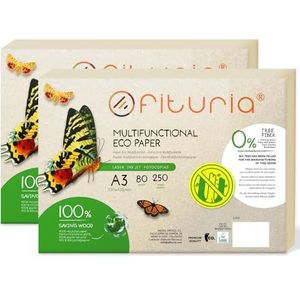 Ofituria Gerecycleerd Papier A3-Formaat - 80 g, 100% Gerecycled, DIN A3 Natuur, Geschikt Voor Laser- en Inkjetprinters