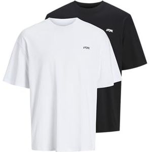 Jack & Jones Jjscript Bradley Tee Ss Crew Neck 3Pk Mp, zwart, M