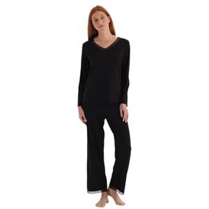 Dagi Dames Modal Pyjama Set, Zwart, XL, zwart, XL