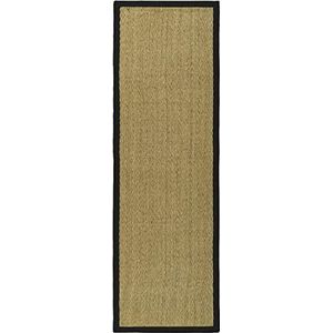 Safavieh Natural Fiber Collection NF115C loper van zeegras, visgraatpatroon, 60 x 200 cm, natuur/zwart