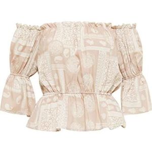 IRIDIA dames carmenblouse, beige wit, XS