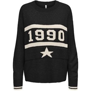 Only Trui Onltrain Ls Text O-neck Cc Knt 15350823 Black/ Brich Dames Maat - XS