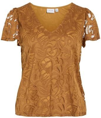 Vistasia S/S V-hals top/Ka, Cathay Spice, S
