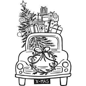 Rayher 29140000 stempel Driving Home for Christmas, 7 x 10 cm