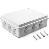 QWORK opbouwdoos, aansluitdoos, waterdicht, stofdicht, IP65, ABS-kunststof, universele elektrische projectbehuizing, wit, 255 x 200 x 80 mm