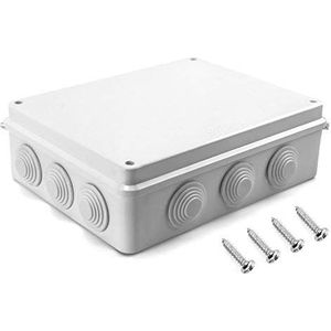 QWORK opbouwdoos, aansluitdoos, waterdicht, stofdicht, IP65, ABS-kunststof, universele elektrische projectbehuizing, wit, 255 x 200 x 80 mm