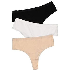 Ulla Popken strings, 3-pack, sierrand ondergoed, meerkleurig, 56-56 voor dames, Mehrfarbig, 56-56