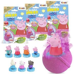 INKEE Surprise Peppa Pig Badbruisballen voor kinderen, met verrassing, speelgoed voor in de badkuip, met aardbeiengeur en schuimeffect