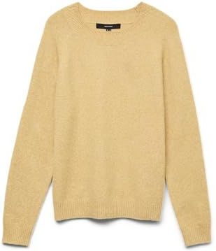 VERO MODA Vmdoffy Ls O-hals Blouse Ga Noos dames Trui ,Golden Spice / Detail: melange,L