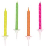 Amscan 551819 - verjaardagskaarsen neon, 10 stuks, ca. 8 cm, kleurrijk, taartkaarsen