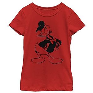 Disney Characters Old Print Donald Girl's Solid Crew Tee, Rood, X-Small, Rot, XS