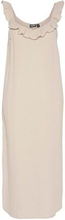 PIECES Pcsastina Sl Midi Dress Bc, Zilvergrijs, M