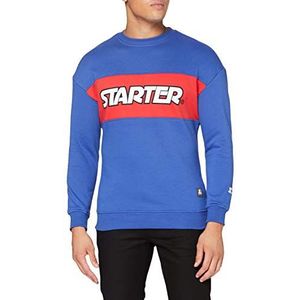 STARTER BLACK LABEL Heren sweater Color Block Crewneck pullover met logo-print, ronde hals sweatshirt met branding, kleur blauw, maten S tot XXL