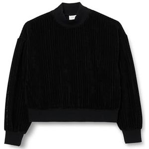 s.Oliver Sweatshirt voor meisjes met corduroy structuur, zwart, 152 cm