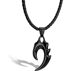 SERASAR lederen ketting mannen lederen ketting met hanger - 50cm zwart - lederen koord ketting met juwelendoosje voor mannen - echt leer - cadeau voor mannen - lederen ketting mannen sieraden band