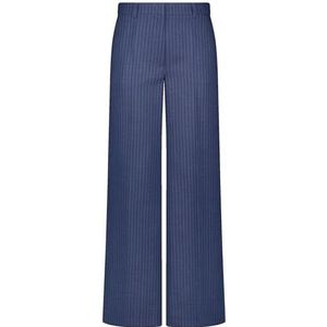 Gerry Weber Elegante stoffen damesbroek met krijtstrepen, normale lengte, Blauw gestreept., 40