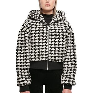 Urban Classics Korte oversized AOP Sherpa jas voor dames, Blackhoundstooth, S