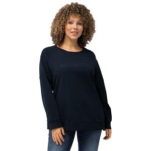 Ulla Popken, Dames grote maten, raglan-sweatshirt met borduursel in dezelfde kleur, zwart, 42/44