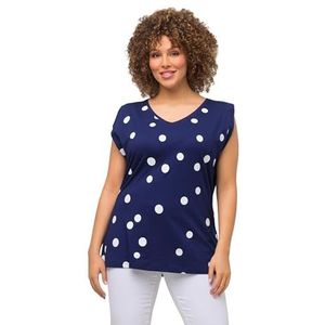 Ulla Popken, Dames, grote maten, T-shirt korte mouwen met schoudervullingen, blauw, 42-44